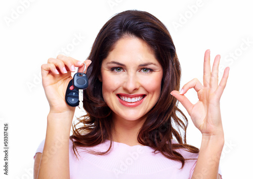 Photo: Woman with a car keys. Woman with a car keys.