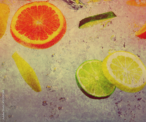 Photo: fruit on textured background fruit on textured background