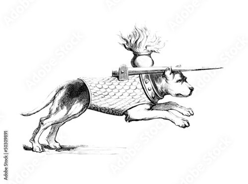 Illustration: Medieval Warrior-Dog - Chien de Combat - 14th century Medieval Warrior-Dog - Chien de Combat - 14th century