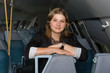 Portrait of a woman on a train