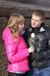Young loving couple on appointment on the nature, love story