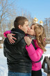 Young loving couple on appointment on the nature, love story