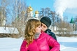 Young loving couple on appointment on the nature, love story