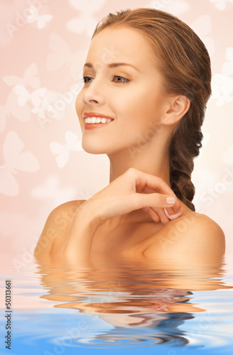 Photo: beautiful woman with butterflies in water beautiful woman with butterflies in water