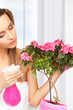 lovely housewife with flowers
