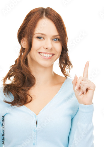 Photo: woman with her finger up woman with her finger up