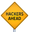 vector of warning sign of hackers ahead