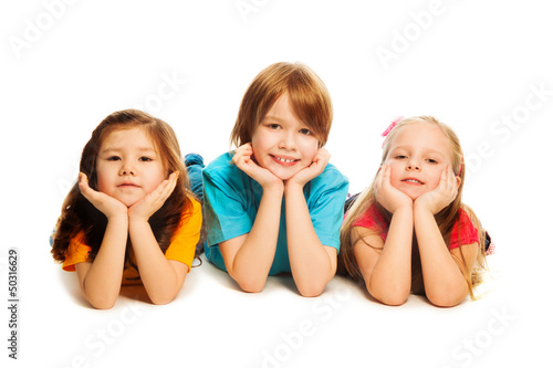 Photo: Three kids on the floor Three kids on the floor