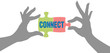 Vektor: Hands find Connection puzzle solution Hands find Connection puzzle solution