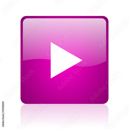 Illustration: play violet square web glossy icon play violet square web glossy icon