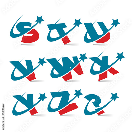 Vector: Swoosh Patriotic Alphabet Set 3 Swoosh Patriotic Alphabet Set 3