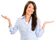 Business woman with arms open