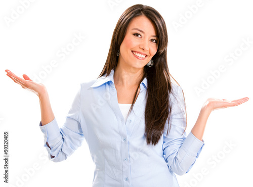 Photo: Business woman with arms open Business woman with arms open