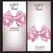 Gorgeous gift cards with pink bows and copy space. Vector illust