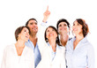 Business group pointing up