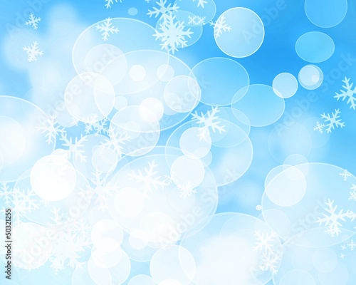 Illustration: Blue winter bokeh background Blue winter bokeh background