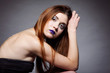 Woman straight long hair make-up posing