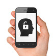 Finance concept: Head Whis Padlock on smartphone