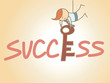 business man fill key success cartoon character concept