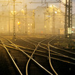 Confusing railway tracks at night