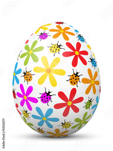 Vector: Osterei, Ostern, Ei, Blumen, Marienkäfer, bunt, Dekoration, 3D Osterei, Ostern, Ei, Blumen, Marienkäfer, bunt, Dekoration, 3D