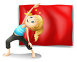 A girl in front of the flag of China