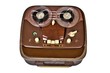 vintage analog recorder reel to reel on white background