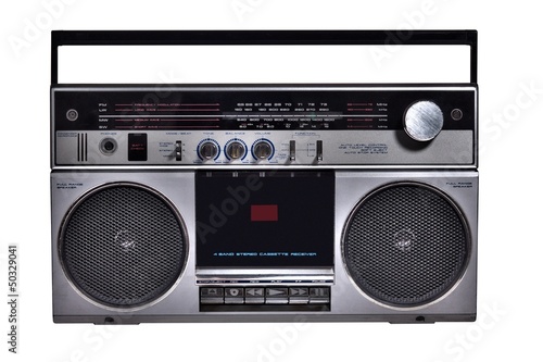 Photo: retro ghetto blaster isolated with clipping path retro ghetto blaster isolated with clipping path