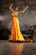 Luxury lady in silk dress