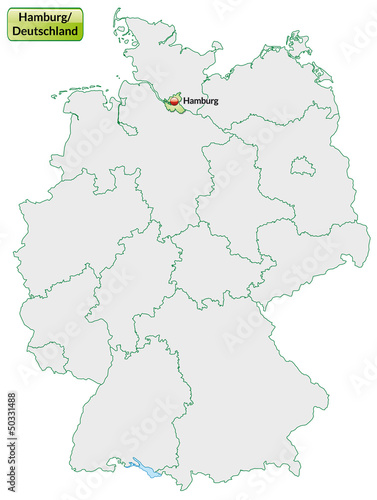 Vector: Landkarte von Deutschland und Hamburg Landkarte von Deutschland und Hamburg