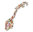 Portrait of a lot of people - map of norway