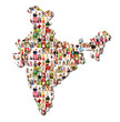 Portrait of a lot of people - map of india