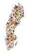 Portrait of a lot of people - map of sweden