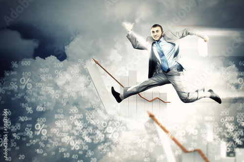 Photo: Image of jumping businessman Image of jumping businessman