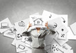 Business woman holding drawing