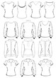 Collection of women clothes outline templates
