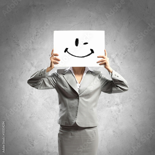Photo: Business woman with drawing Business woman with drawing