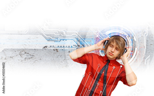 Photo: Happy smiling young man dancing Happy smiling young man dancing