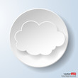 Abstract paper speech bubble in the form of a cloud on light blu
