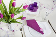 Table set decoration in purple