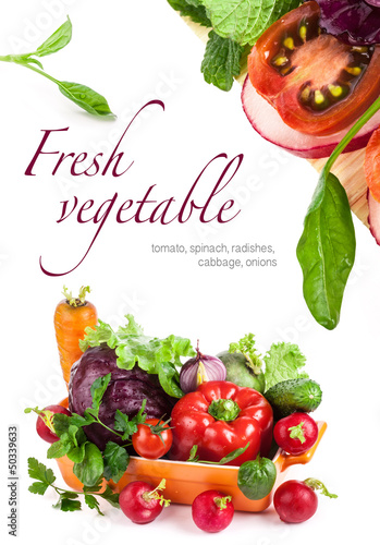 Photo: Fresh vegetables isolated on white background Fresh vegetables isolated on white background