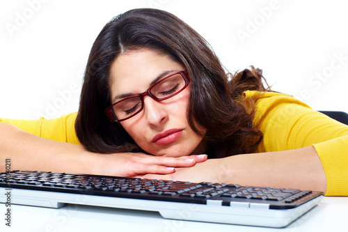 Photo: Business woman with laptop, computer. Business woman with laptop, computer.
