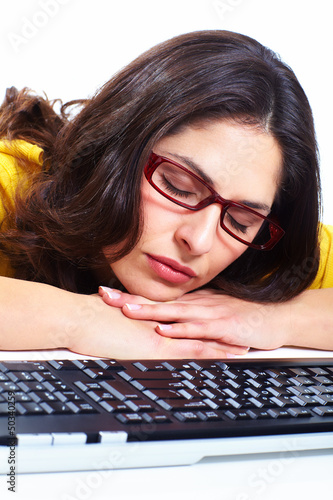 Photo: Business woman with laptop, computer. Business woman with laptop, computer.