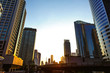 Sunset cityscape in the midst of Bangkok town, Thailand