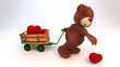 Teddybär sammelt Plüschherzen