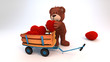 Teddybär sammelt Plüschherzen