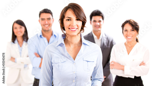 Photo: Business woman with her team Business woman with her team