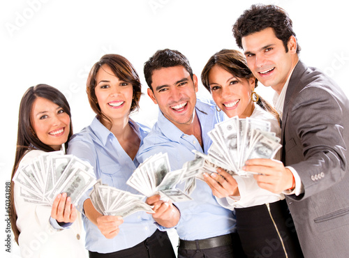 Photo: Successful business group with money Successful business group with money