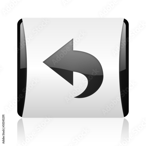 Illustration: back black and white square web glossy icon back black and white square web glossy icon