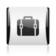baggage black and white square web glossy icon